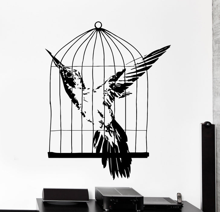 Wall Vinyl Decal Birds In Cage Freedom Cool Home Interior Decor Unique Gift z4145