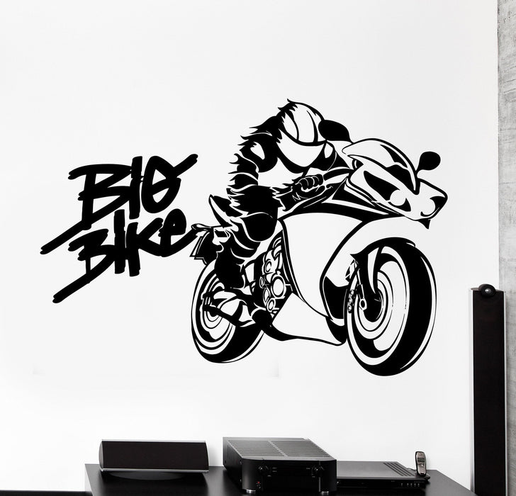 Wall Vinyl Decal Quote Big Bike Biker Speed Home Interior Decor Unique Gift z4146