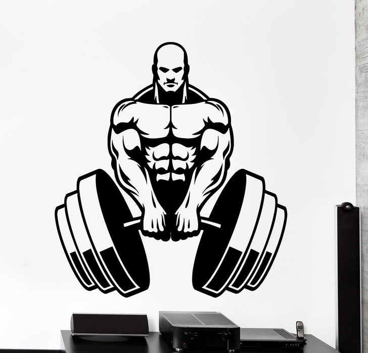 Wall Vinyl Decal Bodybuilding Sport Bodybuilder Barbell Home Interior Decor Unique Gift z4148