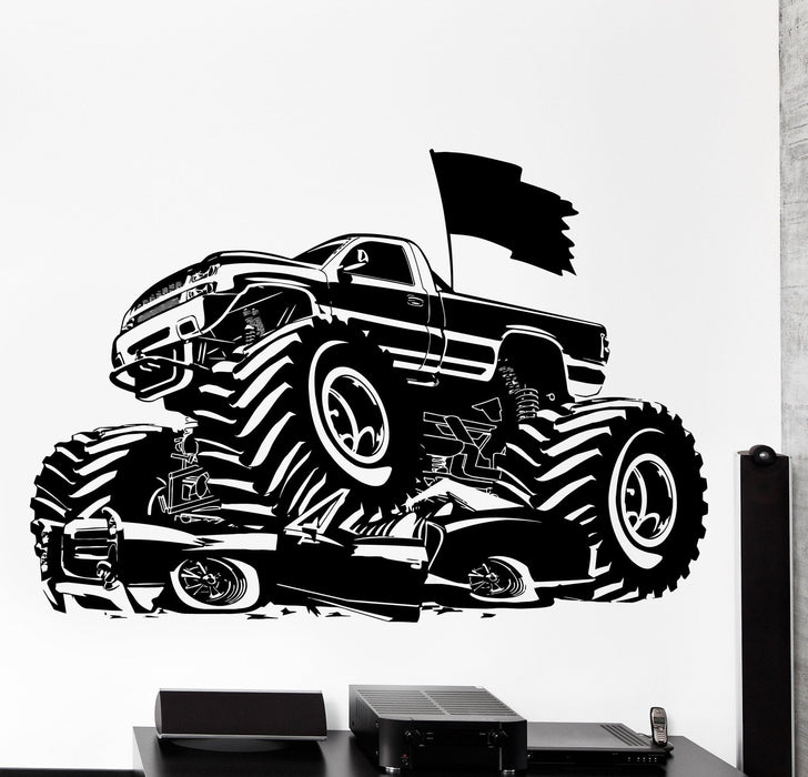 Наклейка на стену из винила Monster Truck Агрессивный гаражный домашний интерьер Декор Уникальный подарок z4160