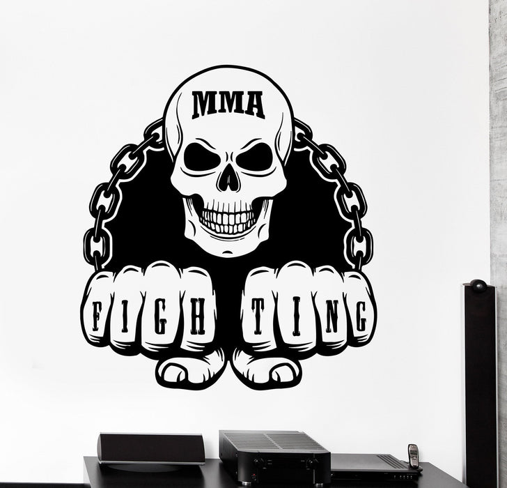 Wall Vinyl Decal MMA Martial Arts Fighting Tattoo Skull Home Interior Decor Unique Gift z4162