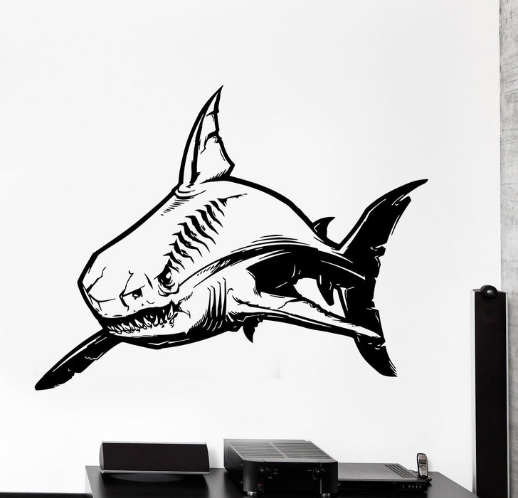 Wall Vinyl Decal Shark Predator Ocean Sea Marine Bathroom Home Decor Unique Gift z4165