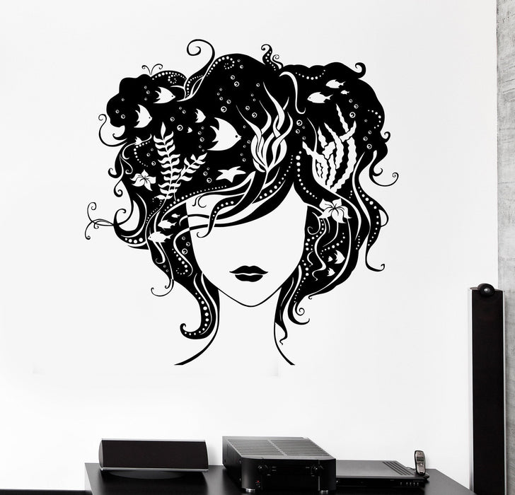 Wall Decal Ocean Girl Shiell Undersea Bathroom Sea Home Interior Decor Unique Gift z4166