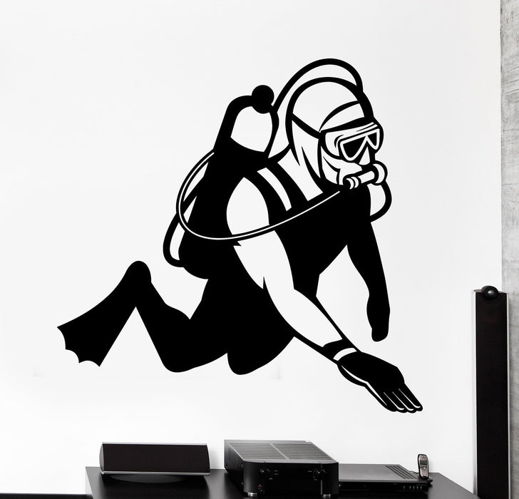 Wall Vinyl Decal Diver Diving Extreme Sport Undersea Home Interior Decor Unique Gift z4168