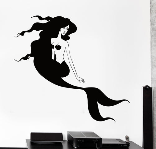 Wall Vinyl Decal Mermaid Girl Romantic Bathroom Ocean Sea Home Decor U ...