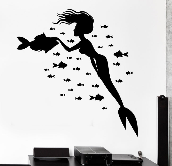 Wall Vinyl Decal Mermaid Fish Romantic Bathoom Home Interior Decor Unique Gift z4176