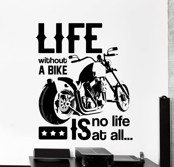 Wall Vinyl Decal Biker Quotes Life Without Bike Is No Life Home Decor Unique Gift z4182