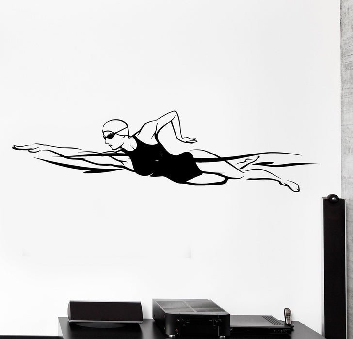 Wall Vinyl Decal Swim Swimming Girl Competition Olympic Gamer Home Decor Unique Gift z4206