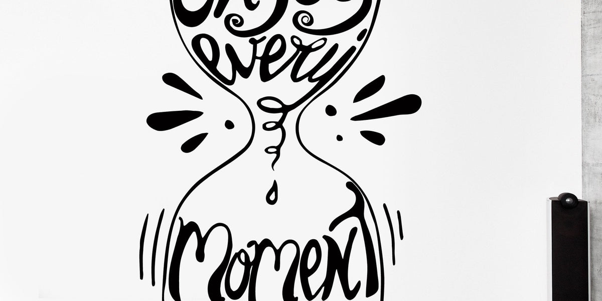 Wall Vinyl Decal Quotes Sandglass Enjoy Every Moment Home Interior Dec