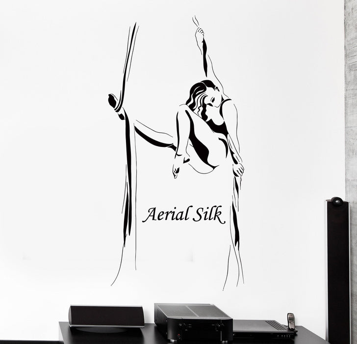 Autocollant mural en vinyle avec ruban de soie aérienne, gymnastique acrobatique, décoration intérieure, cadeau unique, z4209