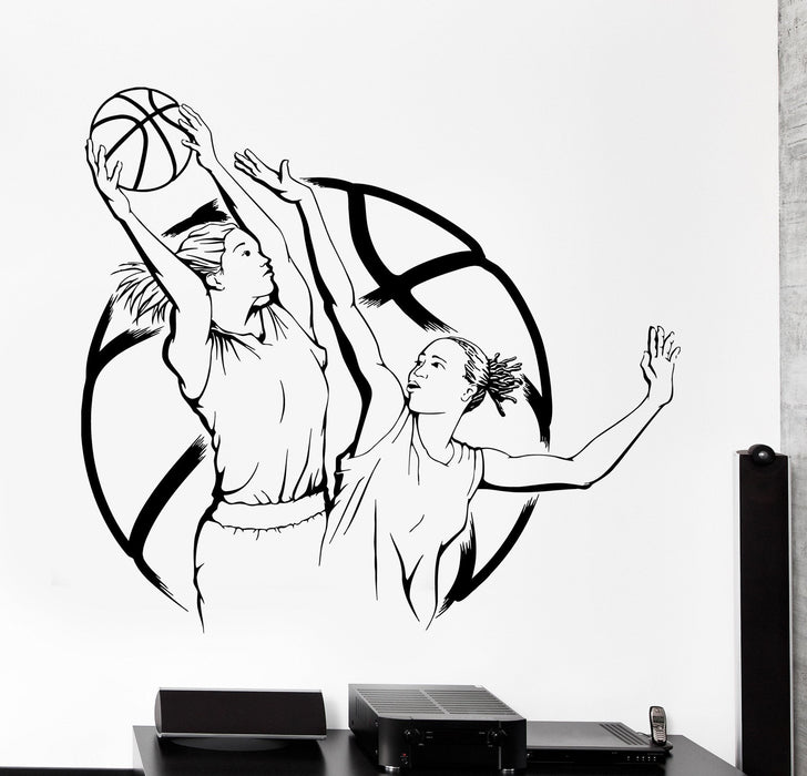 Autocollant mural en vinyle pour fille de basket-ball jouant au ballon, décoration intérieure pour la maison, cadeau unique z4216