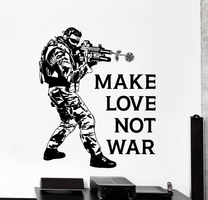 Wall Vinyl Decal Military Funny Quote Make Love Not War Hippie Home Decor Unique Gift z4221