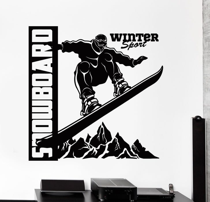 Wall Vinyl Decal Snowboard Mountains Winter Extreme Sport Home Interior Decor Unique Gift z4224