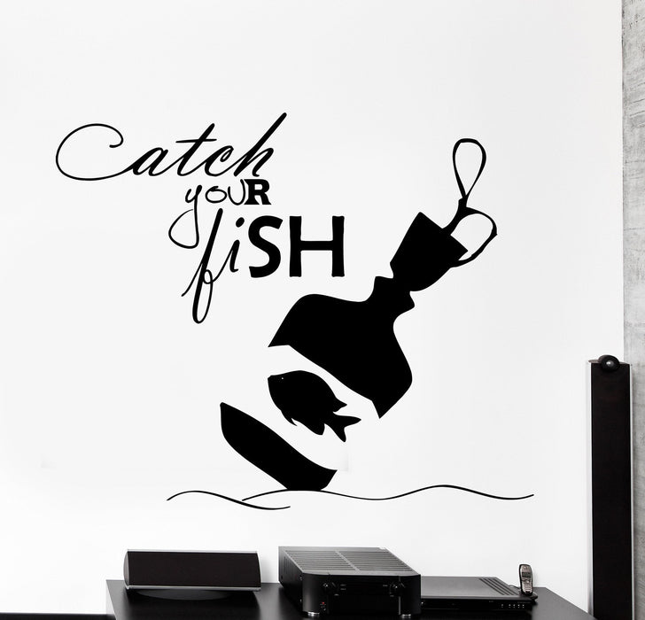 Wall Vinyl Decal Motivation Quote Catch Your Fish Home Interior Decor Unique Gift z4239