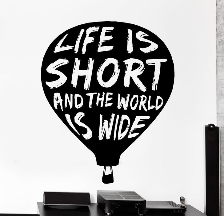 Наклейка на стену из винила с мотивирующей цитатой «Жизнь коротка, а мир белый», домашний декор, уникальный подарок z4242