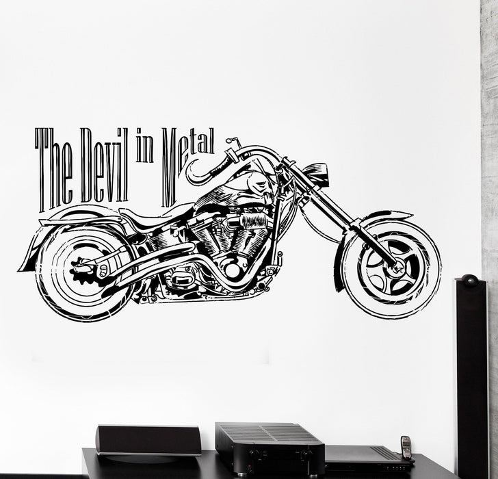 Wall Vinyl Decal Bike Biker Speed Freedom Devil In Metal Home Interior Decor Unique Gift z4243