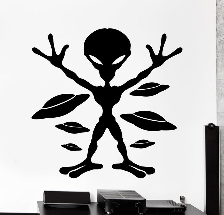 Wall Vinyl Decal UFO Allien Flying Saucer Funny Home Interior Decor Unique Gift z4254