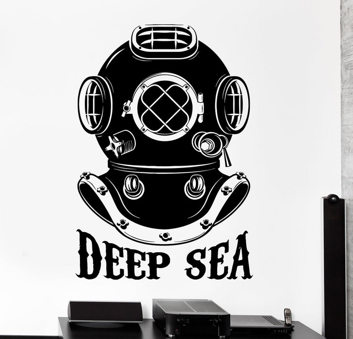 Wall Vinyl Decal Diving Helmet Deep Sea Ocean Sea Home Interior Decor Unique Gift z4260