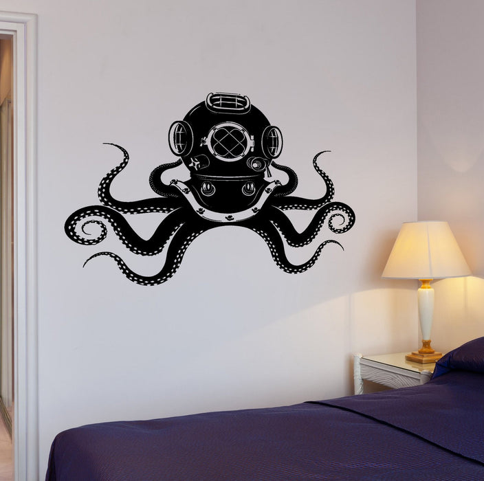 Autocollant mural en vinyle pour plongée sous-marine, océan, mer, poulpe, décoration d'intérieur, cadeau unique z4264