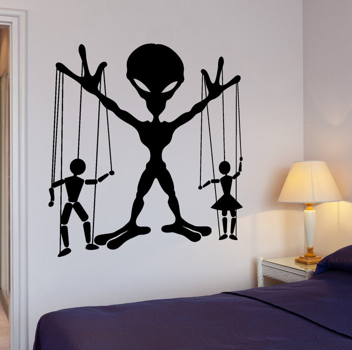 Autocollant mural en vinyle Allien UFO People Puppets Flying Saucage Décoration d'intérieur Cadeau unique z4267