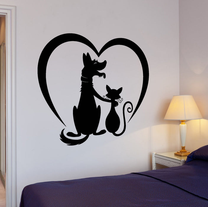 Wall Vinyl Decal Heart Love Romantic Cat Dog Home Interior Decor Unique Gift z4269