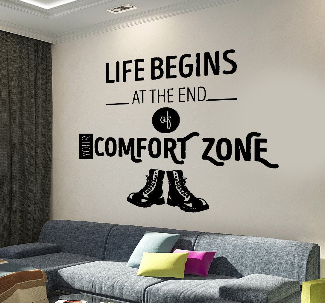 Wall Vinyl Decal Motivation Words Quote Comfort Zone Home Decor Unique