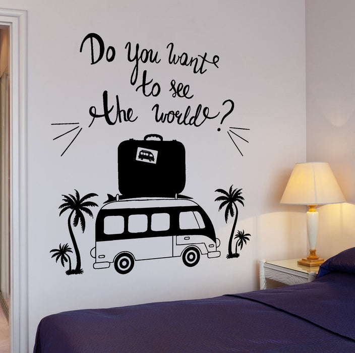Wall Vinyl Decal Travel Tourist Summer Vacation Bus Quote Home Interior Decor Unique Gift z4299