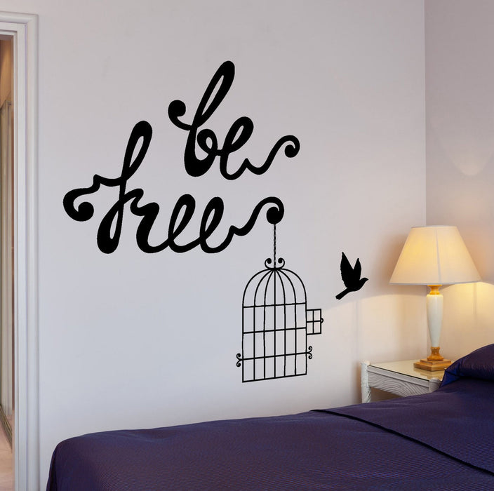 Wall Vinyl Decal Motivation Quote Be Free Birds Quote Home Interior Decor Unique Gift z4310