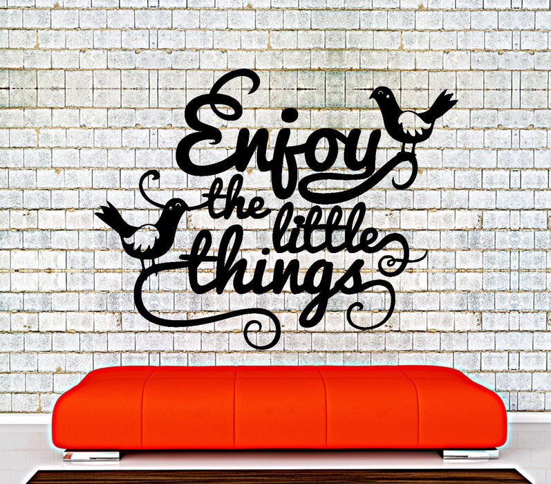 Wall Vinyl Decal Birds Motivation Quotes Words Enjoy Little Things Decor Unique Gift z4311