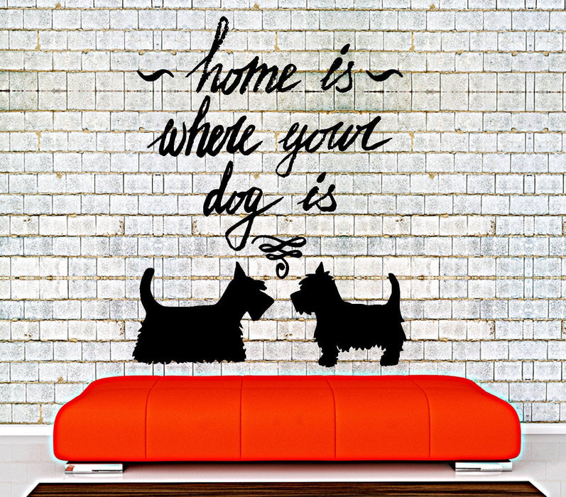 Wall Vinyl Decal Quotes Dog Pets Home Is Where Your Dog Is Home Decor Unique Gift z4313