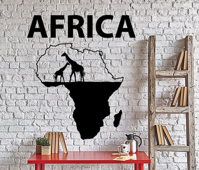 Wall Vinyl Decal Africa Continent Giraffe Wild Jungle Savanna Home Decor Unique Gift z4317