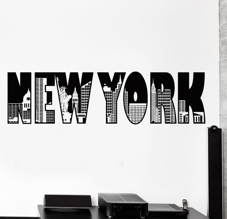 Wall Vinyl Decal New York City Big Apple Statue Of LIberty Home Interior Decor Unique Gift z4321