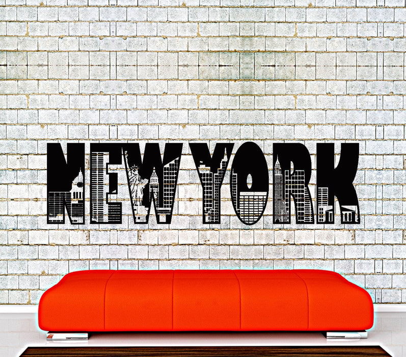 Wall Vinyl Decal New York City Big Apple Statue Of LIberty Home Interior Decor Unique Gift z4321