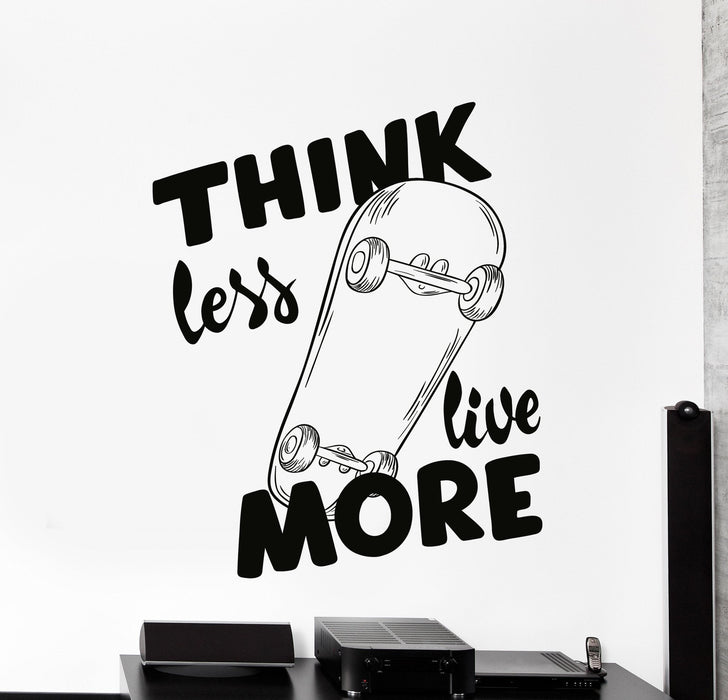 Наклейка на стену из винила Мотивация Подросток Скейтборд Цитата Live More Decor Уникальный Подарок z4325