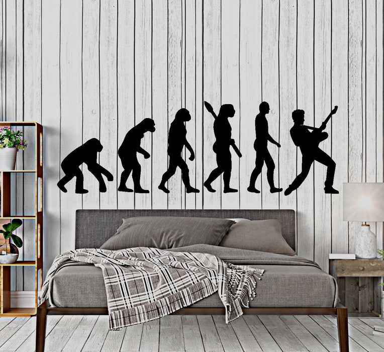 Wall Vinyl Decal Rock Music Guitar Evolution Monkey Funny Home Decor Unique Gift z4334