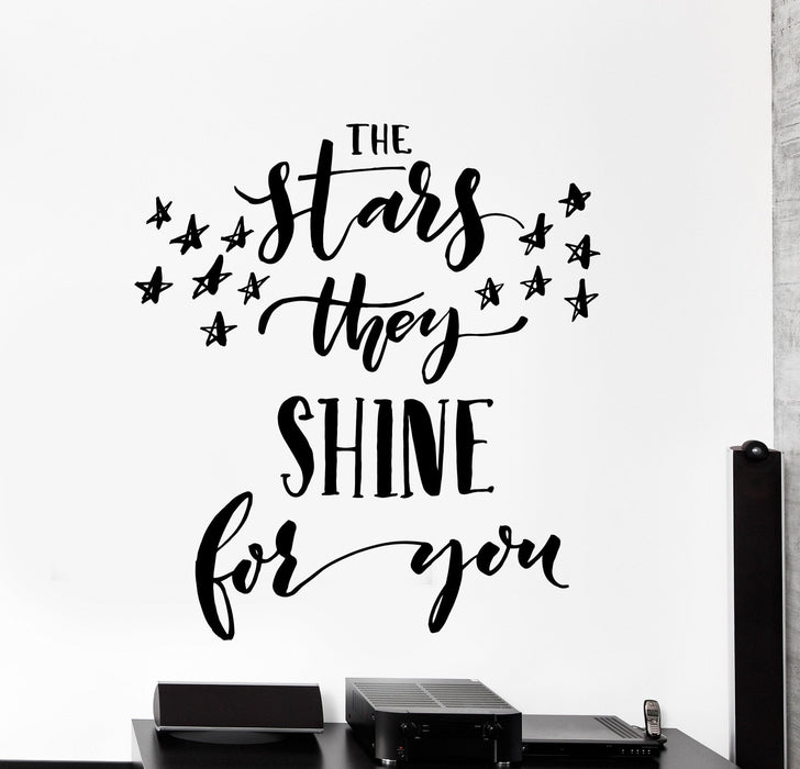 Autocollant mural en vinyle avec mots d'amour romantiques Les étoiles brillent pour vous Décoration Cadeau unique z4336