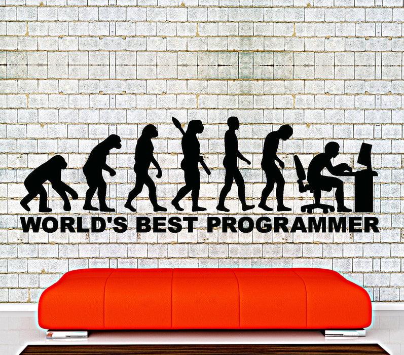 Wall Vinyl Decal Funny Quote World Best Programmer Computer Gamer Decor Unique Gift z4339