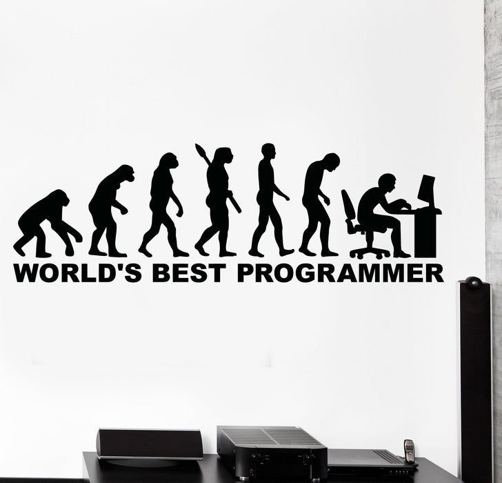 Wall Vinyl Decal Funny Quote World Best Programmer Computer Gamer Decor Unique Gift z4339