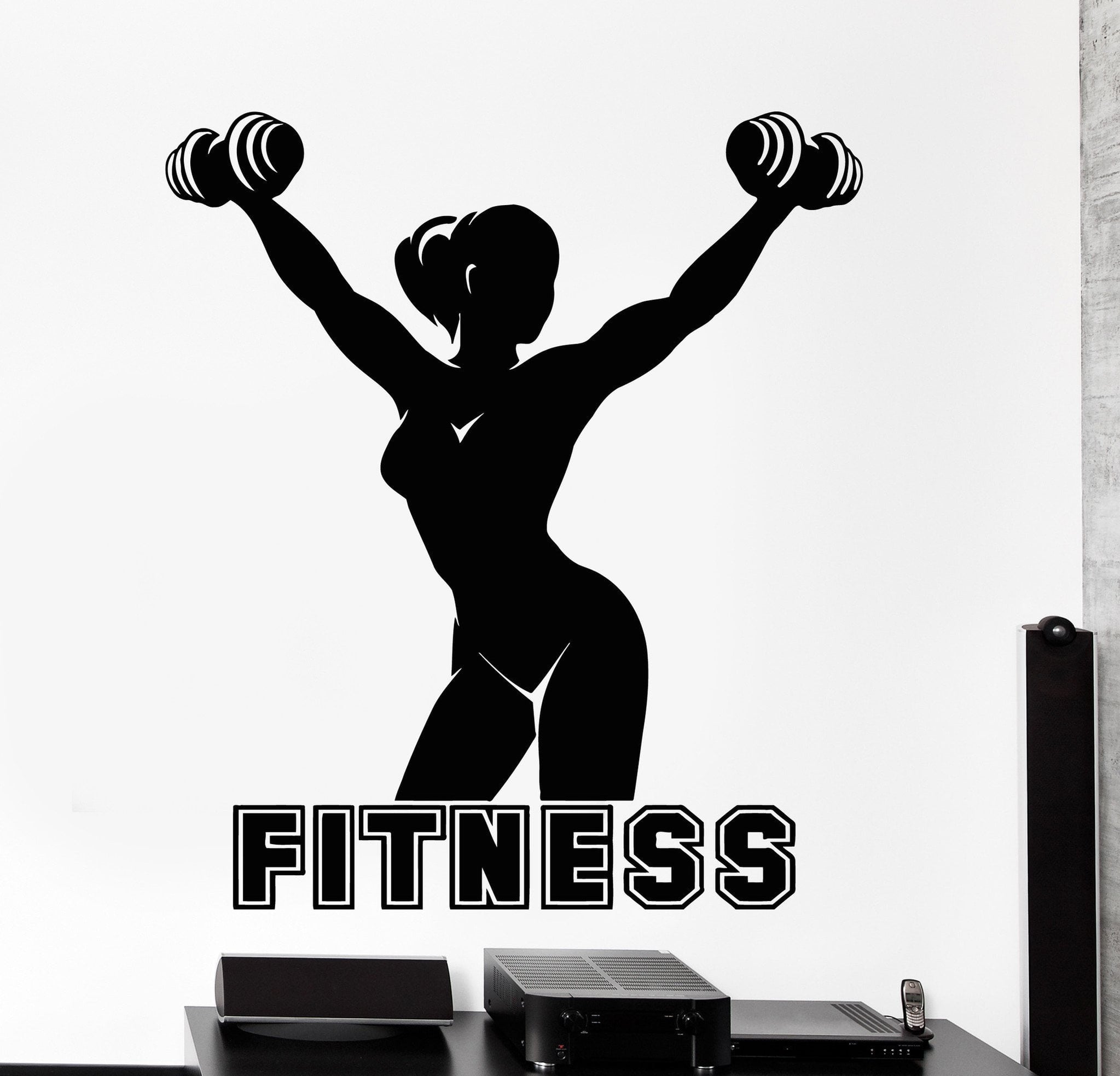 Wall Vinyl Decal Fitness Girl Woman Gym Bodybuilding Sport Home Decor