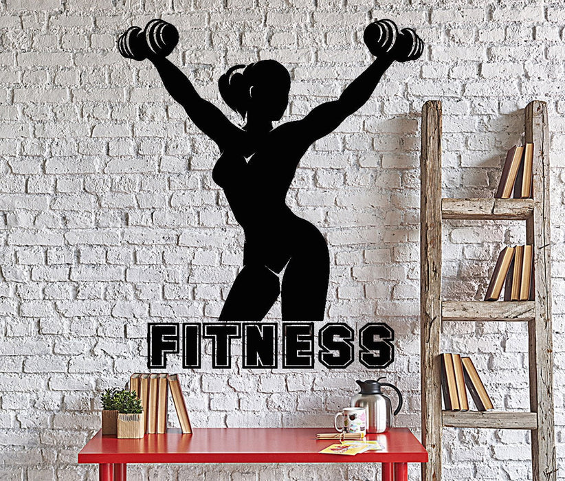 Wall Vinyl Decal Fitness Girl Woman Gym Bodybuilding Sport Home Decor Unique Gift z4341