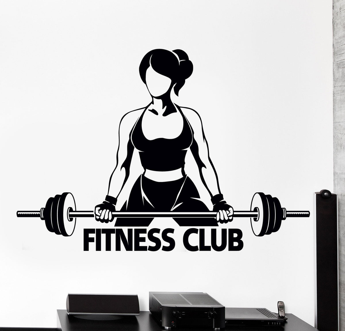 Fitness Club Gym Keep Fit Sign Logo Weights Muscle Wall Decal