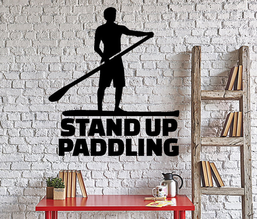 Autocollant mural en vinyle océan plage surf stand up paddle mer décoration d'intérieur cadeau unique z4348