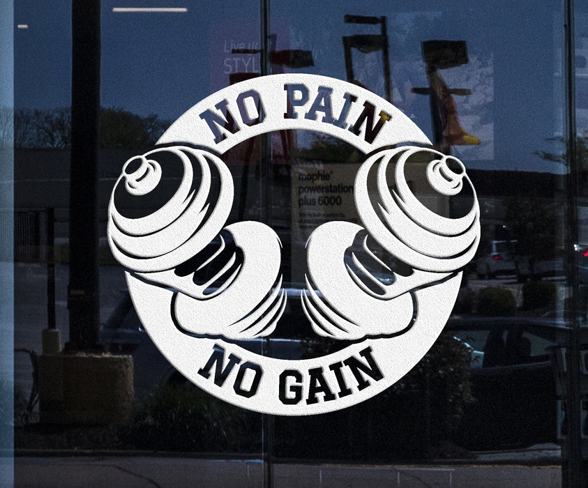 Custom Window and Wall Vinyl Decal Bodybuilding Sport Dumbbels No Pain No Gain Home Decor Unique Gift z4354w