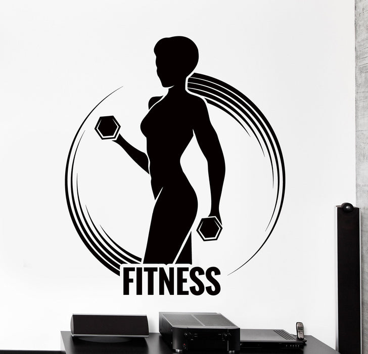 Wall Vinyl Decal Fitness Girl Woman Doing Exercise Gym Sport Home Decor Unique Gift z4366