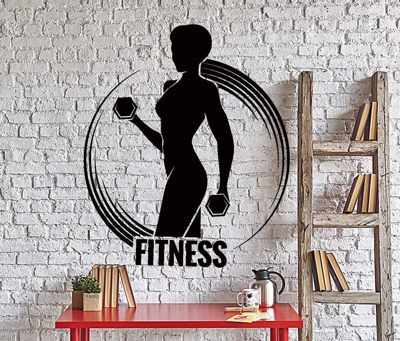 Wall Vinyl Decal Fitness Girl Woman Doing Exercise Gym Sport Home Decor Unique Gift z4366