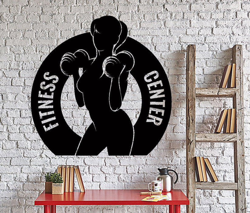 Wall Vinyl Decal Fitness Center Bodybuilding Dumbbels Gym Interior Decor Unique Gift z4373