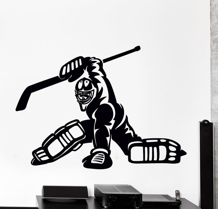 Wall Vinyl Decal Hockey Goalkeeper Winter Man Ice Ski Sport Home Decor Unique Gift z4383