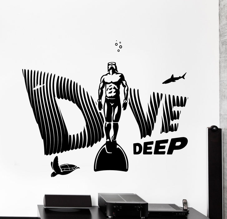 Wall Vinyl Decal Ocean Marine Sea Quote Dive Deep Home Interior Decor Unique Gift z4389