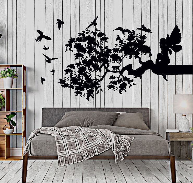 Wall Vinyl Decal Fairy Nature Butterfly Fairytale Bedroom Home Interior Decor Unique Gift z4397