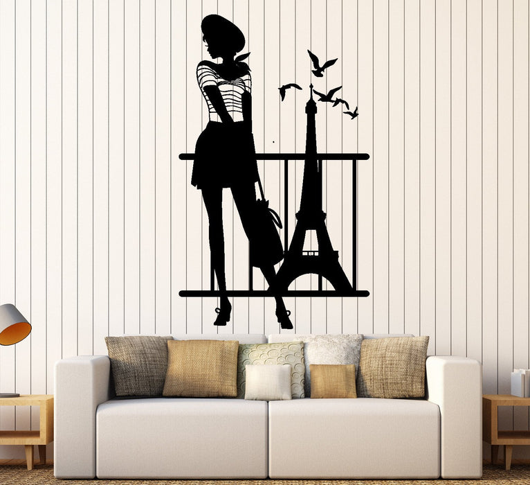Wall Vinyl Decal Paris Eiffel Tower Romantic France Franch Girl Home Decor Unique Gift z4412